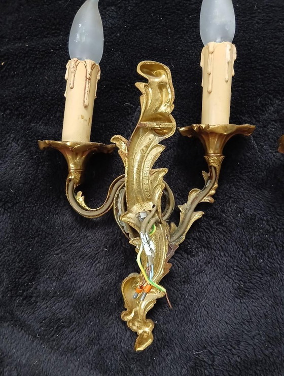 Image 1 of COPPIA DI APPLIQUE IN STILE LUIGI XV - BRONZO - 32 cm