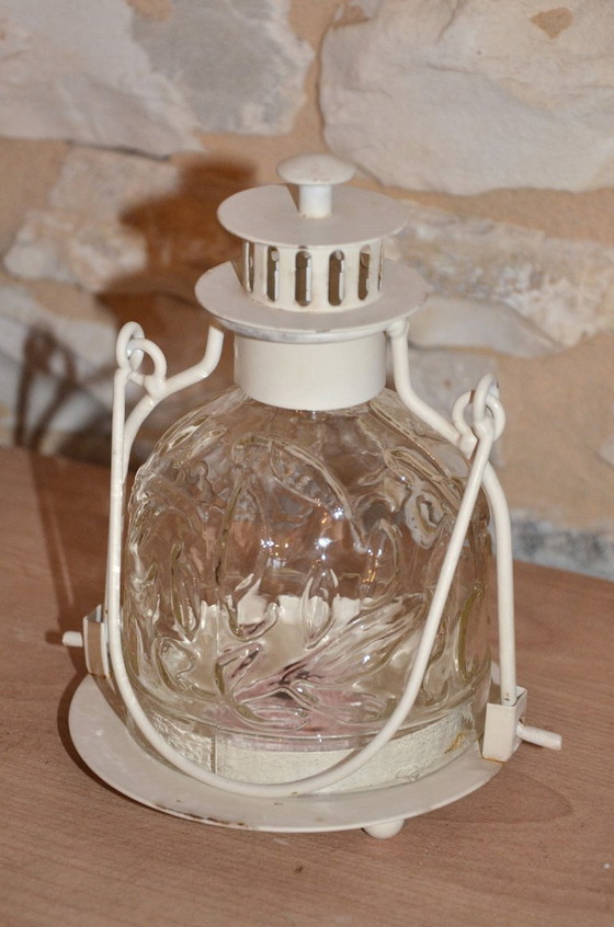 Beige Glass and Metal Tealight Candle Holder, 13x17cm (photo 3 of 5)
