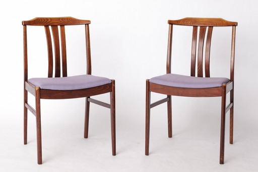 Paire de chaises suédoises vintage par LBG Group - 1970 Bois de hêtre et tapisserie violette