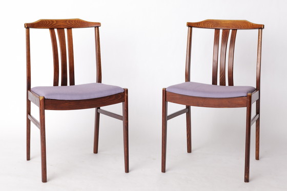 Image 1 of Paire de chaises suédoises vintage par LBG Group - 1970 Bois de hêtre et tapisserie violette
