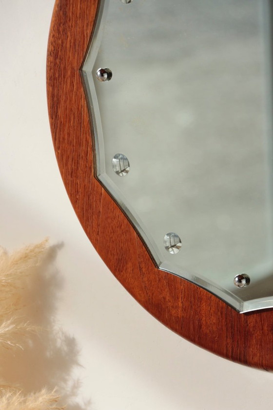 Image 1 of Vintage Round Teak Mirror from the 1960s - 02.10.25.03