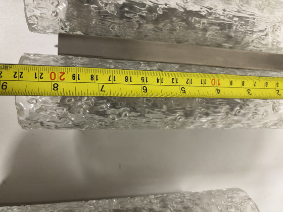 Image 1 of Juego de dos lámparas de pared con cristal de metal cromado, Doria Leuchten. Holanda, jaren 70