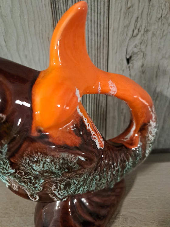 Image 1 of Carafe Vallauris en forme de poisson avec 8 verres à liqueur