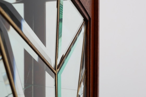 Image 1 of Mobiletto Art Déco francese in rovere con vetro piombato bisellato, ca. 1920