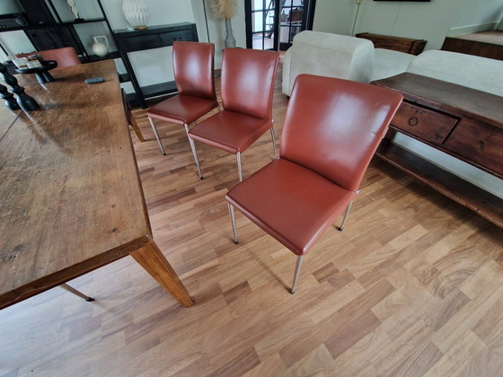 6 X Prachtige Lederen Eetkamerstoelen - Jori - Cognac/Roodbruin – Leather (photo 6 of 7)