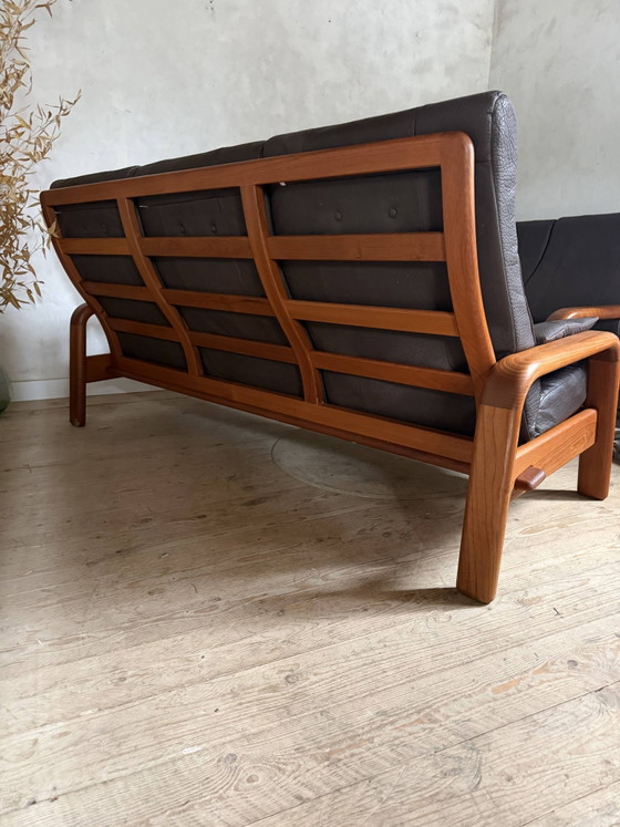 Divano scandinavo a 3 posti in teak e pelle – Divani 3 posti, Leather, Scandinavian (photo 6 of 10)