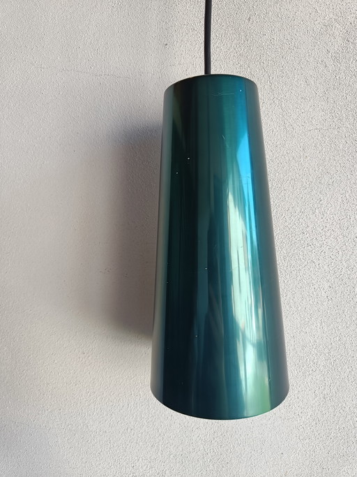 Vintage hanglamp van Lisa Johansson-Pape voor Orno, Finland, jaren 60, groen metaal, Scandinavisch design.