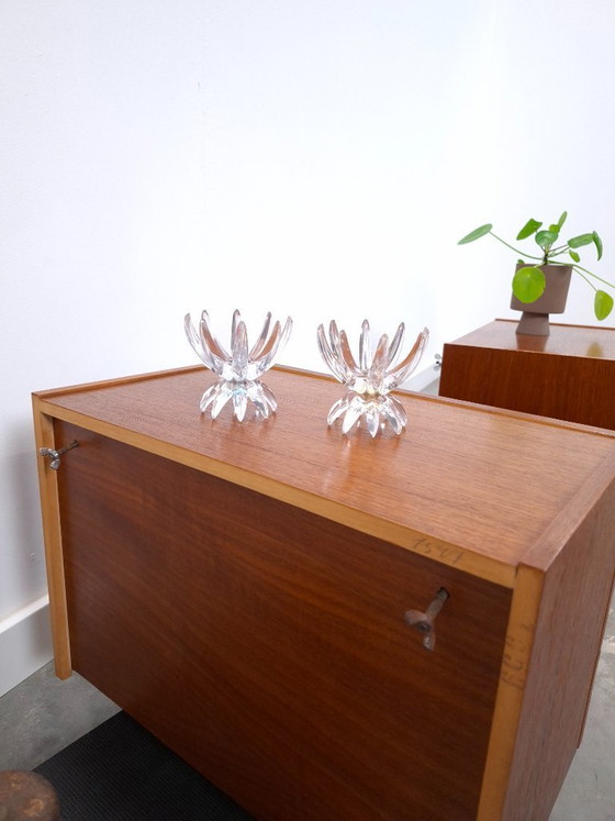 Image 1 of Set teak zwevende nachtkastjes met lades Denemarken