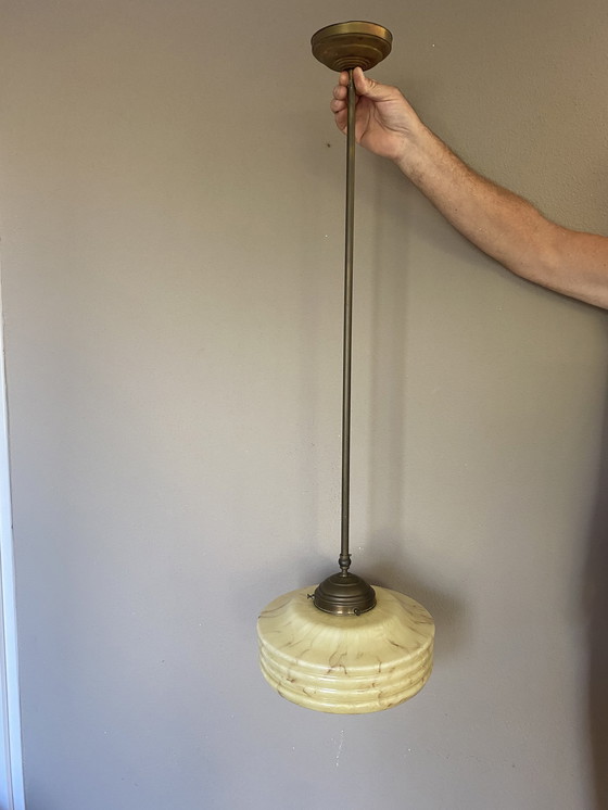 Image 1 of Lampada da soffitto vintage art déco in vetro marmorizzato