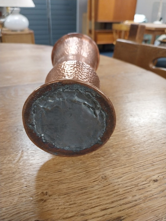 Image 1 of 1x Copper Hammered Vase 1970's 23 cm High