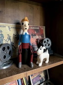 Set of 3 handmade wooden Tintin figures – Tintin, Snowy and Captain – 40 cm