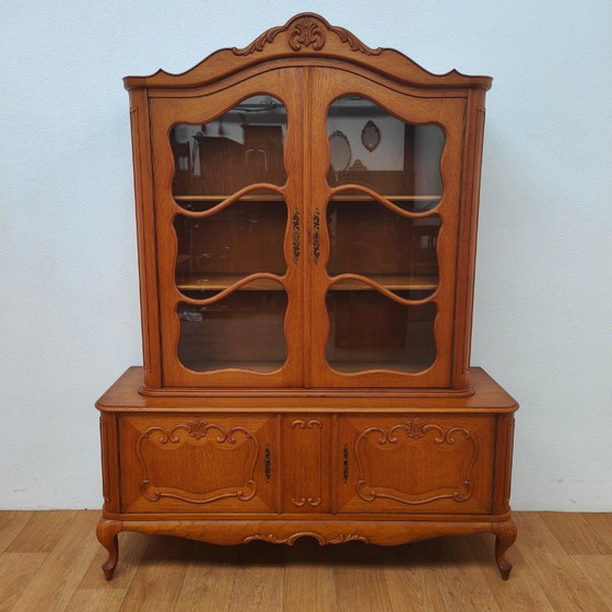 Image 1 of Vintage Queen Ann kast vitrinekast buffetkast servieskast