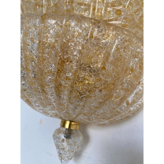 Image 1 of Venetiaanse gouden Graniglia "blad" design Murano glazen wandlampen, paar