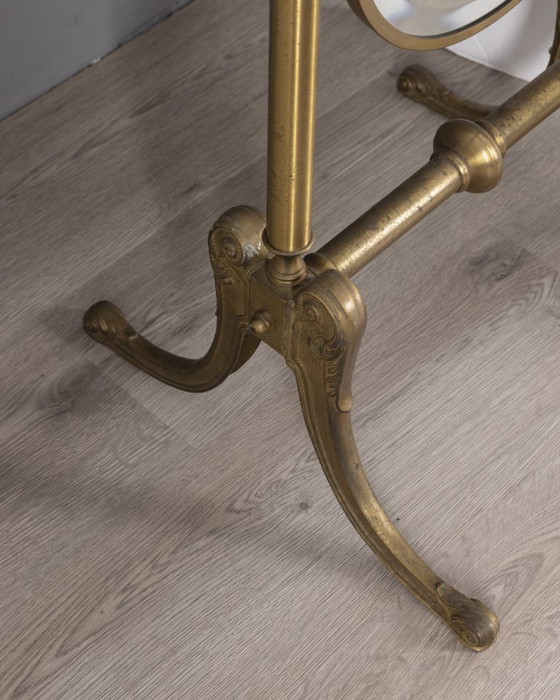 Image 1 of Specchio psiche da terra vintage anni 50 in ottone dorato design Italiano