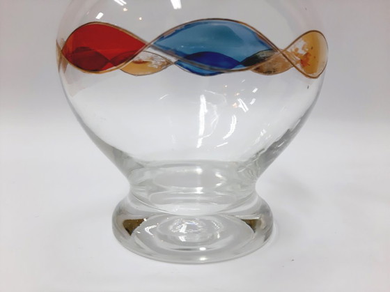 Image 1 of Vaso in vetro trasparente con treccia colorata dipinta