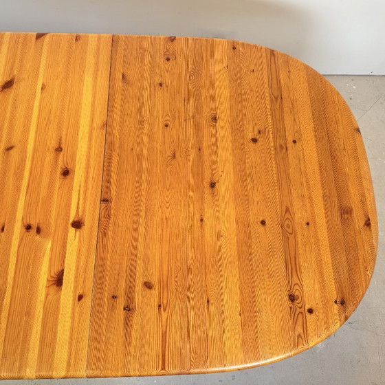 Image 1 of Vintage ovaal grenen tafel met verlengbaar blad