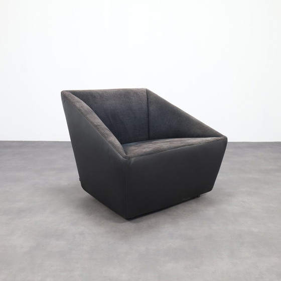 Image 1 of Postmoderne leren fauteuil op wielen van Cor