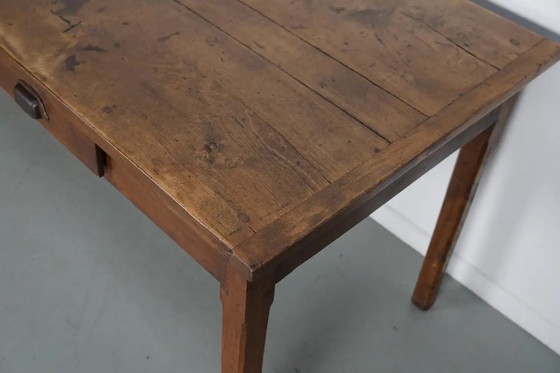 Image 1 of Antiker französischer Landhaus-Esstisch aus Ulmenholz, 19. Jahrhundert