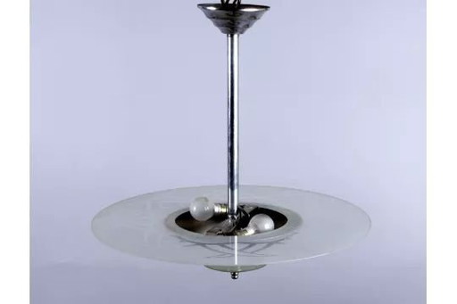Plafones UFO Art Déco Cromo y Cristal (años 30)
