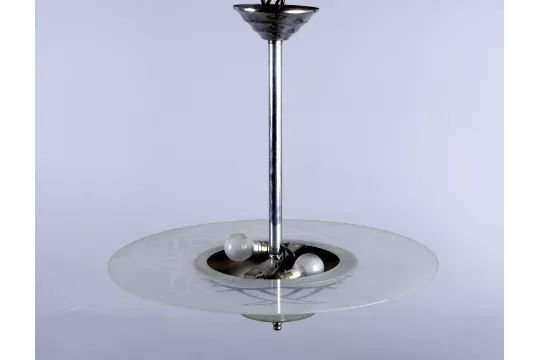 Plafoniere UFO Art Déco Cromo e Vetro (anni '30) (photo 2 of 5)