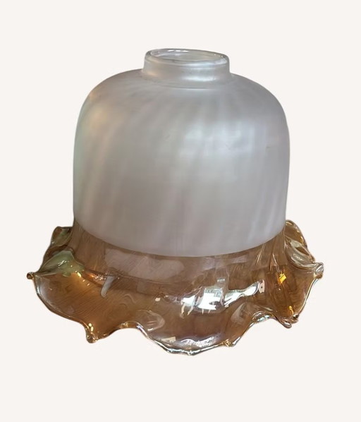 Glass Lampshade with Frosted Glass & Amber Edge