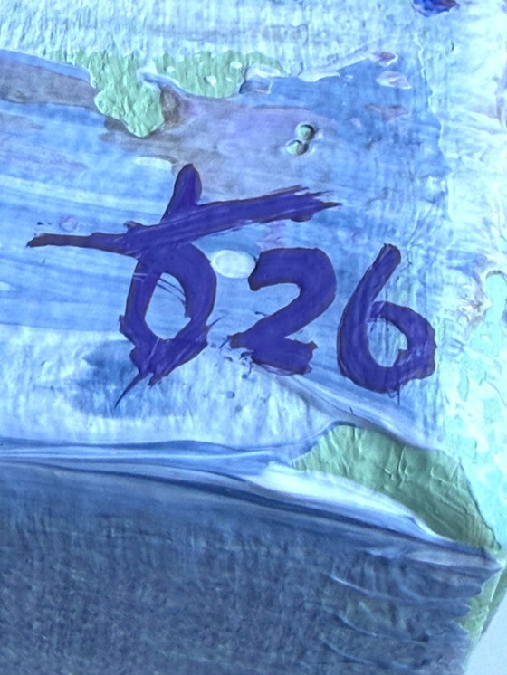 Image 1 of VOLT ultramarine - abstract schilderij blauw wit zilver – klein modern kunstwerk