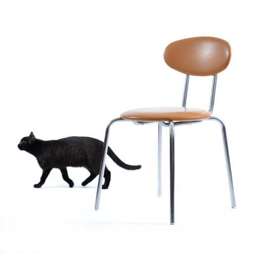 Midcentury Chair By Kovona In Faux Leather And Chrome, Czechoslovakia 1970s