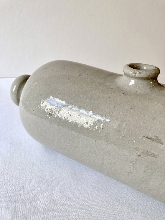 Image 1 of Antique horizontal hot water bottle in glazed stoneware, late 19th century