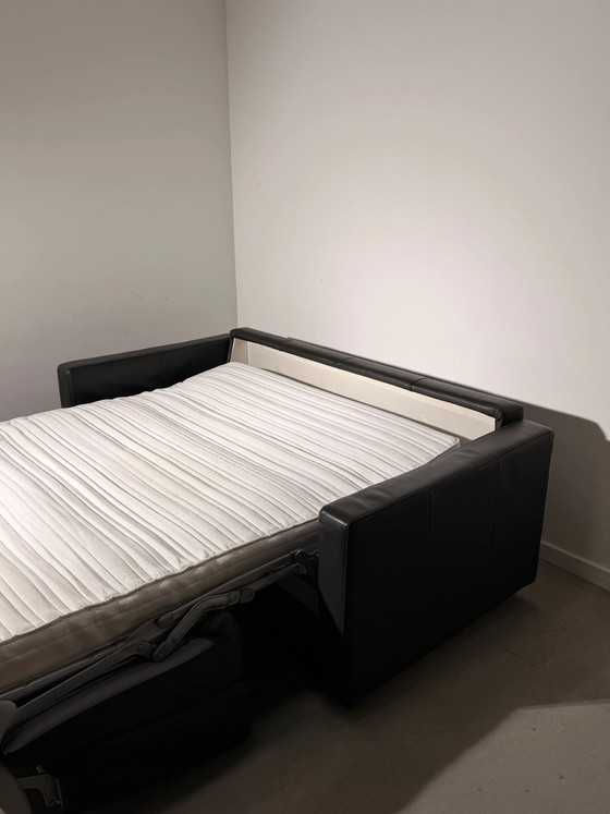 Black Leather 2-Seater Sofa Bed by Linea B (photo 5 of 7)
