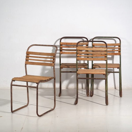 Antike Gartenstühle (ca. 1920). 4er-Set #1 – Wood, Iron (photo 5 of 40)