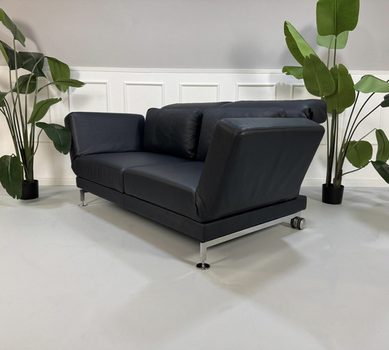 Image 1 of Divano Brühl Moule in pelle nero-blu, pezzo da esposizione