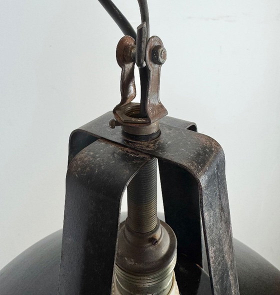 Image 1 of Industriële Franse zwarte emaille hanglamp van MAZDA, jaren 60