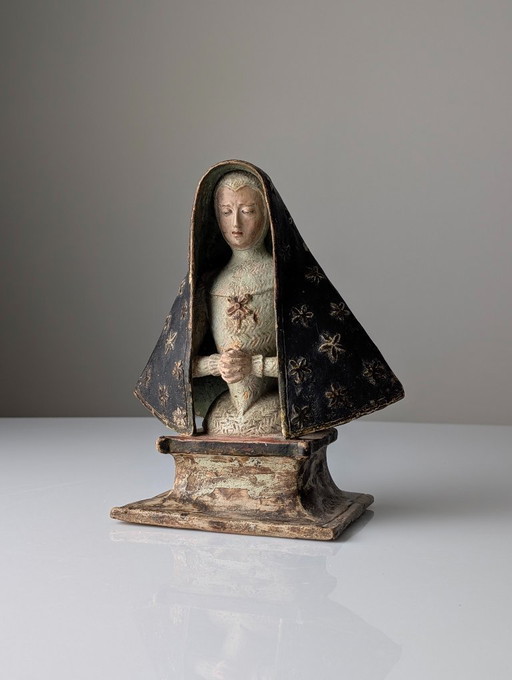 Polychrome Terracotta Mater Dolorosa Sculpture, 18th Century