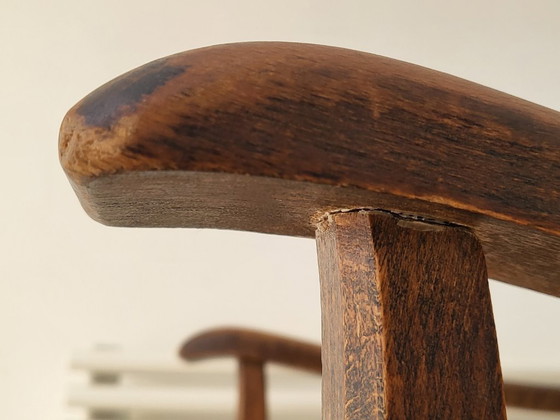 Image 1 of SUPERB PAIR OF VINTAGE ARMCHAIRS FROM THE 1940s AND 1950s IN LEATHER & OAK