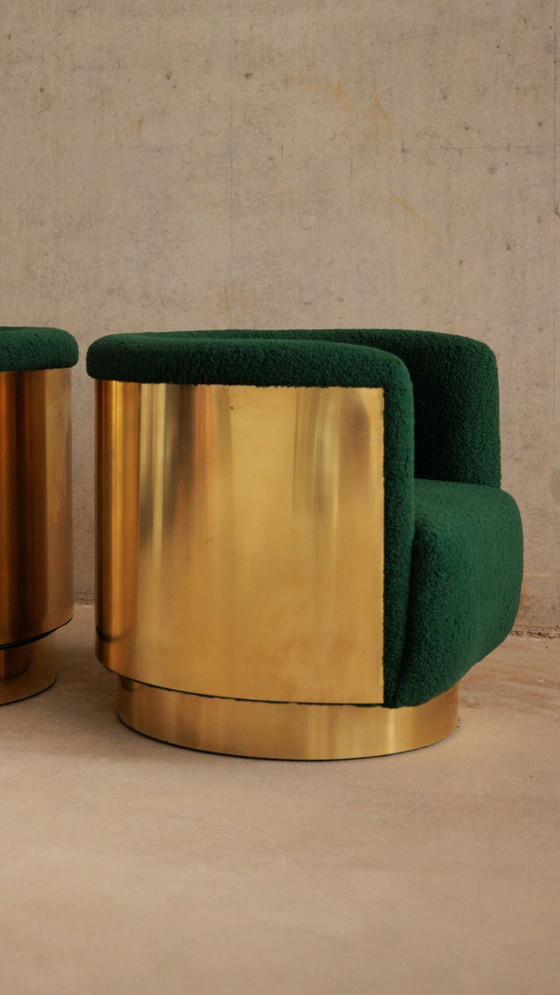 Image 1 of Poltrone girevoli in ottone, stile metà secolo, Italia, metà secolo (2 disponibili)