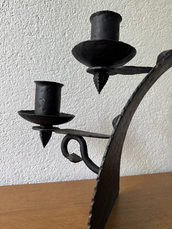 Image 1 of 60's Brutalistische smeedijzeren kandelaar