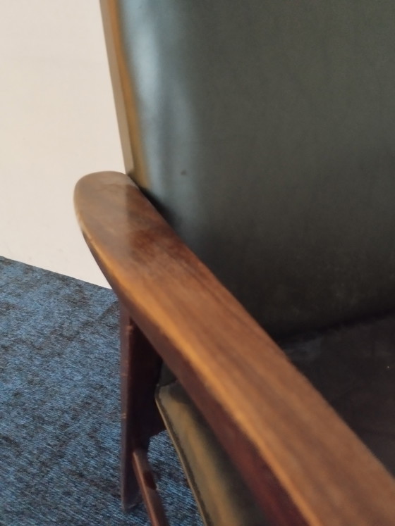 Image 1 of Vintage Scandinavisch Teak And Leather Chair 1960'S