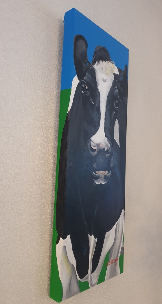 Image 1 of Realistisches Gemälde „Milchkuh“, Acryl auf Leinwand