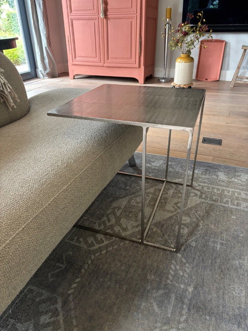 Minotti Leger side table, brushed metal