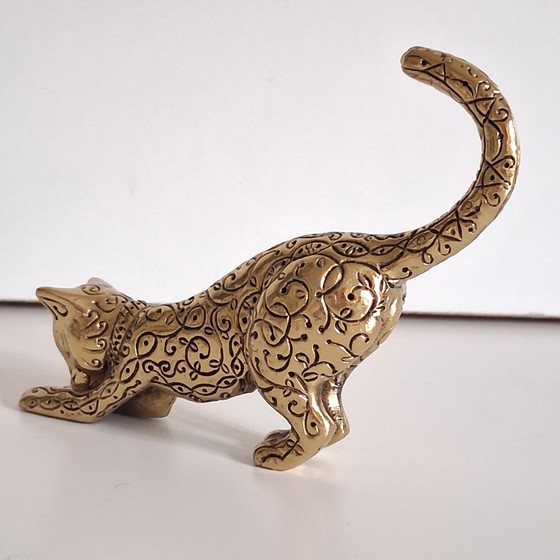 Messingkatzenfigur, The Franklin Mint – Dekorative Objekte, Brass (photo 3 of 5)