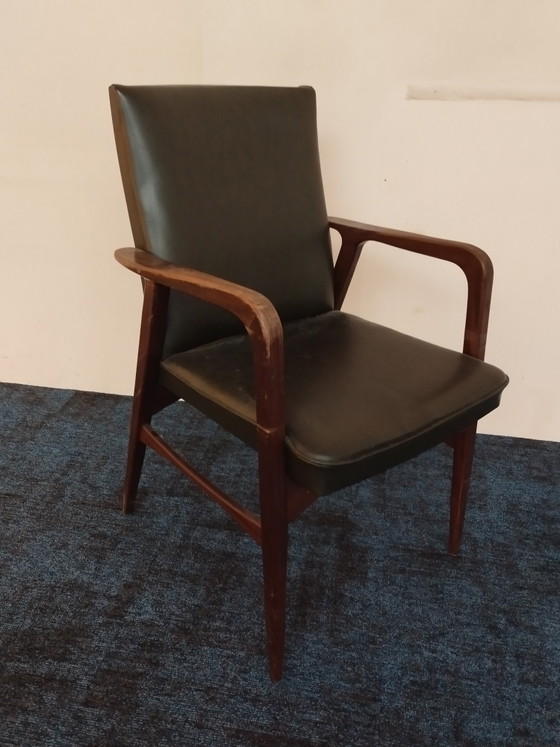 Image 1 of Vintage Scandinavisch Teak And Leather Chair 1960'S