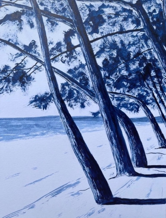 Image 1 of Inchiostro indaco su carta bianca, 40x30cm