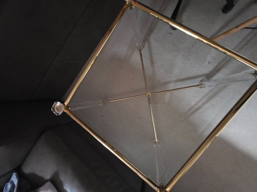 2 Tables d'appoint Vintage Hollywood Regency – Or, Acrylique & Verre – Style années 70/80