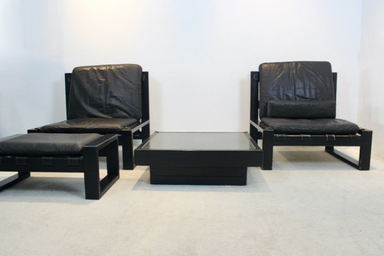 Ensemble de salon par Atelier Sonja Wasseur, Salons de jardin & lounge design d'occasion, Cuir, Bois (photo 2 sur 14)
