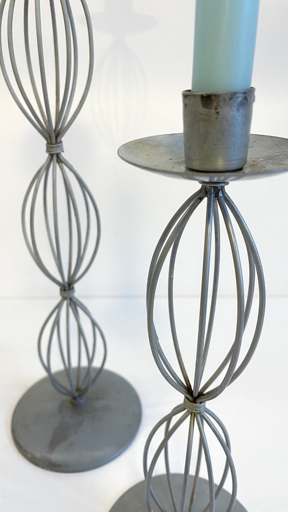 Image 1 of Portacandele geometrici, metallo grigio patinato