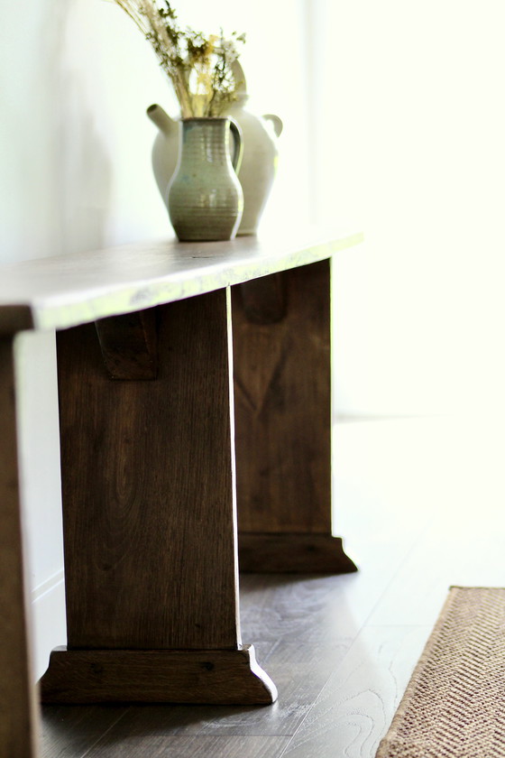 Image 1 of Banco de granja antiguo en roble macizo