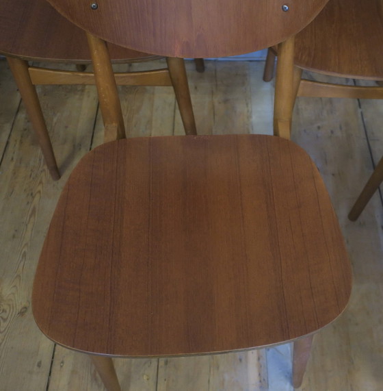 Image 1 of 4x Vintage Butterfly Teak Dining Chairs