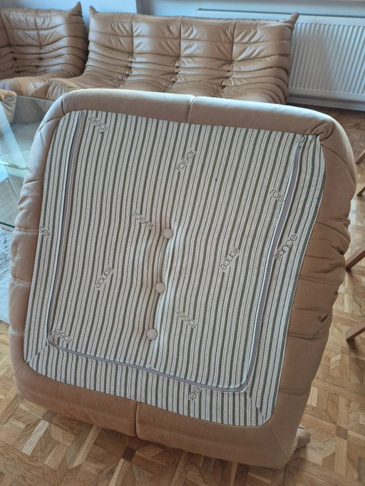 Michel Ducaroy for Ligne Roset Camel Leather Togo Sofas, Set of 5