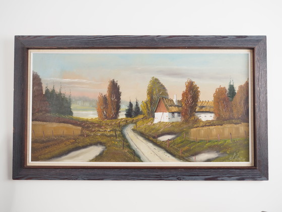 Image 1 of Gemälde "Das Bauernhaus an der Seite", skandinavisches Design, 1970er Jahre