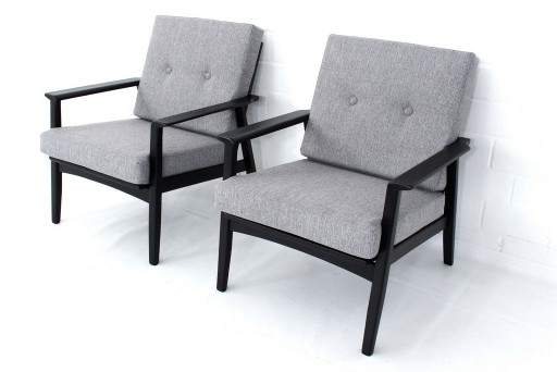 como nuevo 2x Mid Century Danish Lounge Chair / Armchair, 1960s, funda nueva + cojines